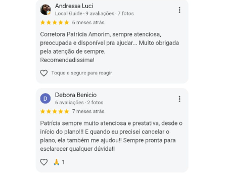 Avaliações de Andressa Lúci e Debora Benicio